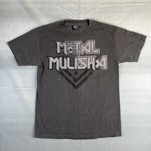 Vintage Y2K Metal Mulisha T Shirt Mens Medium Gray Graphic Spell Out Logo